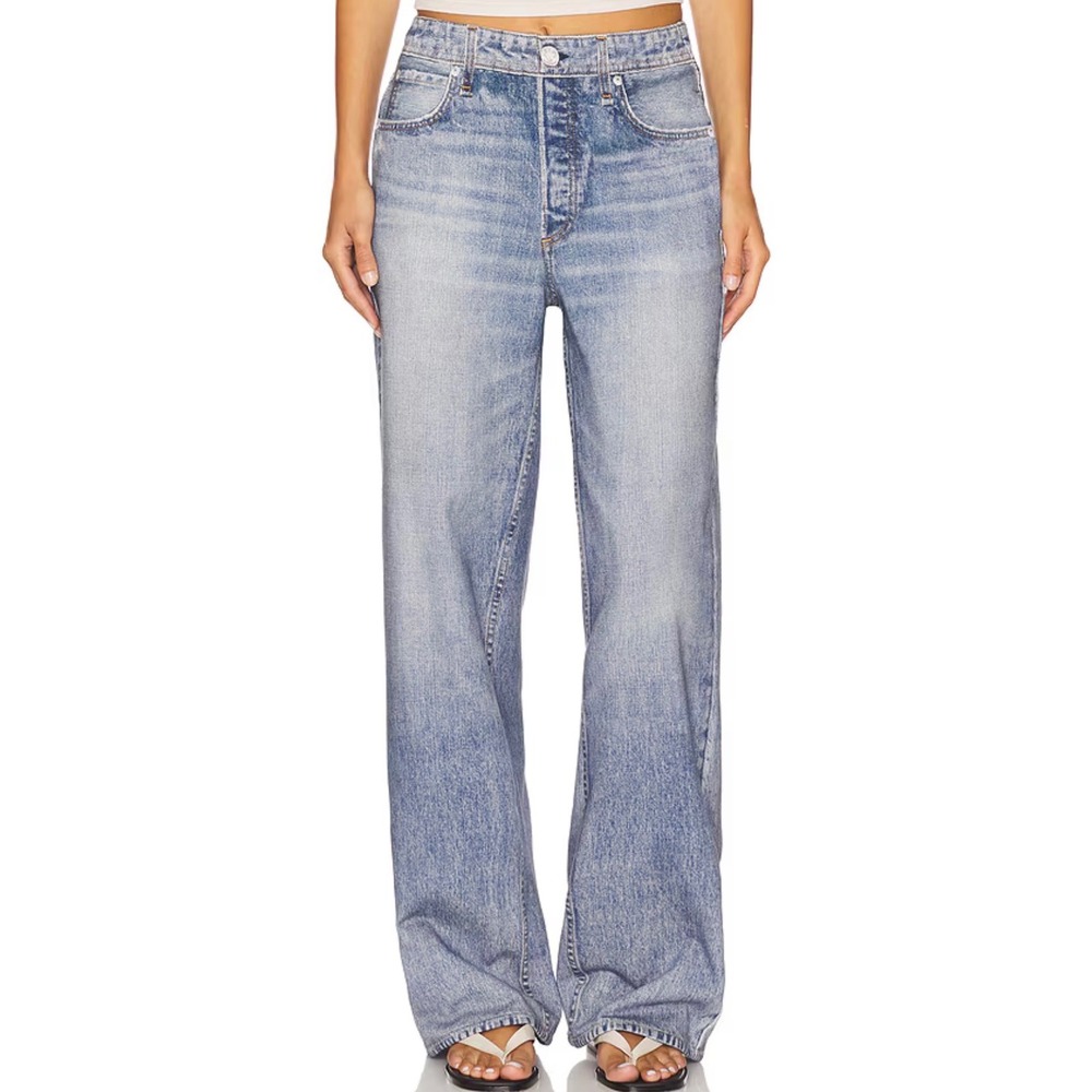 rag & bone Light Blue Wide Leg Jeans - Picture 1 of 14